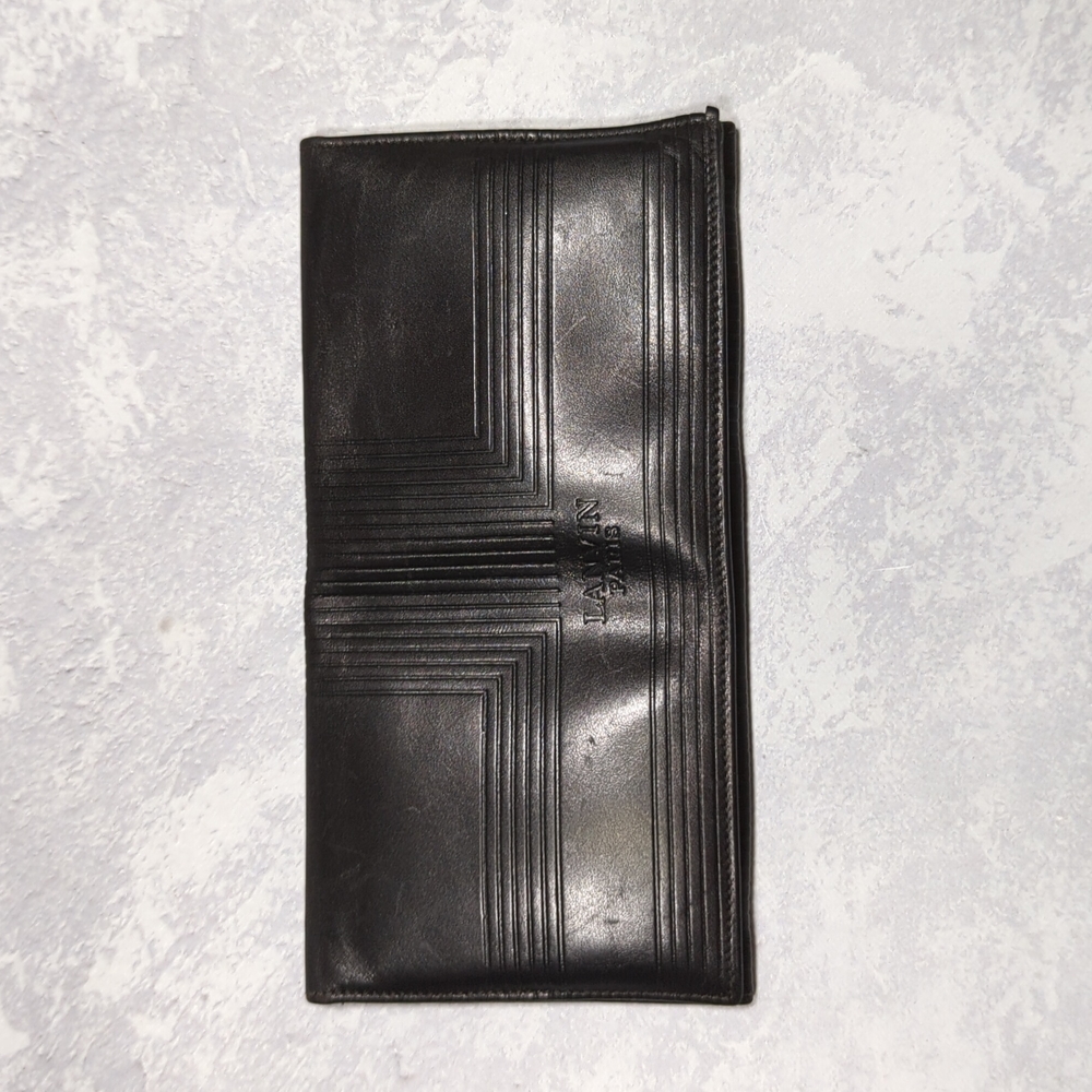 Vintage Lanvin Paris Black Leather Continental Long Wallet